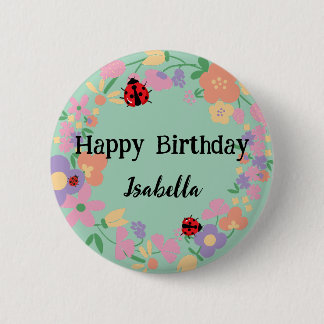 Schattige rood Polka dot Ladybug Spring Flower Ver Ronde Button 5,7 Cm