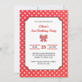 Schattige rood polka dot meisje 2e verjaardagsfees kaart (Voorkant)