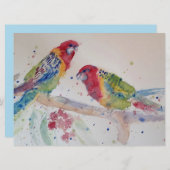 Schattige Rood Rosella Papegaai vogel Waterverf Ku (Voorkant / Achterkant)