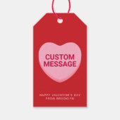 Schattige rood roze aangepaste bericht conversatie cadeaulabel (Voorkant)