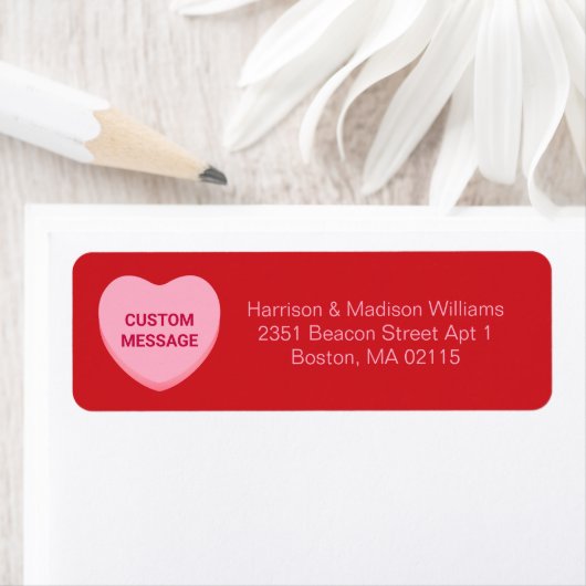 Schattige rood roze aangepaste bericht conversatie etiket (Insitu)