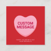 Schattige rood roze aangepaste bericht conversatie informatiekaartje (Voorkant)