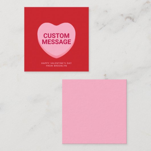 Schattige rood roze aangepaste bericht conversatie informatiekaartje (Voorkant / Achterkant)