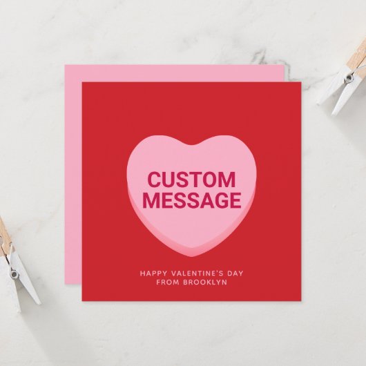 Schattige rood roze aangepaste bericht conversatie kaart (Voorkant / Achterkant in situ)