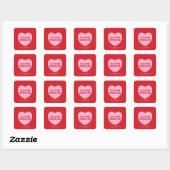 Schattige rood roze aangepaste bericht conversatie vierkante sticker (Vel)