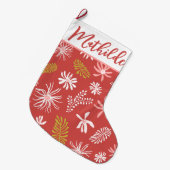 Schattige Rood & roze bloemenkalligrafie script Grote Kerstsok (Voorkant (Hangend))