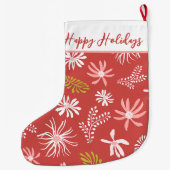 Schattige Rood & roze bloemenkalligrafie script Grote Kerstsok (Achterkant)