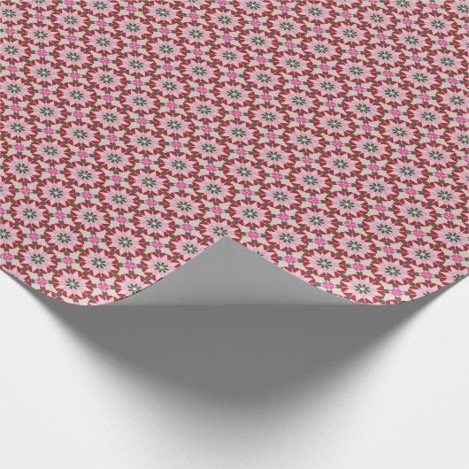 Schattige  Rood Roze Groen Patroon Kerst Cadeaupapier (Hoek)