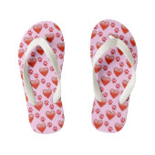 Schattige Rood & Roze Harten en Paw Prints Dierenl Kinder Teenslippers (Voetbed)