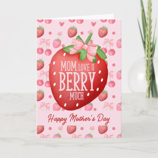 Schattige rood roze liefde je bessen veel Moederda Kaart (Voorkant)