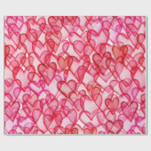 Schattige rood roze waterverf harten cadeaupapier (Vlak)