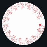Schattige rood Santa rendier lijst blank Christmas Ronde Sticker<br><div class="desc">Schattige rood en wit schattig sinterklaas rendieren grens lijst blanco kerst Classic ronde Stickers,  geschenk labels,  envelop afdichtingen. Rode grafiek op witte achtergrond.</div>