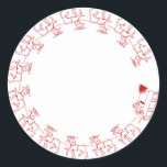 Schattige rood Santa rendier lijst blank Christmas Ronde Sticker<br><div class="desc">Schattige rood en wit schattig sinterklaas rendieren grens lijst blanco kerst Classic ronde Stickers,  geschenk labels,  envelop afdichtingen. Rode grafiek op witte achtergrond.</div>