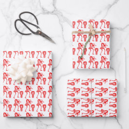 Schattige, rood silhouet, vrolijke dans inpakpapier vel