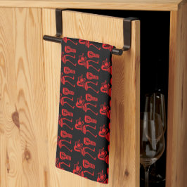 Schattige, rood silhouet, vrolijke dans theedoek