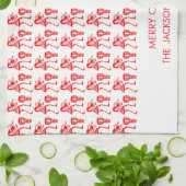 Schattige, rood silhouet, vrolijke dans theedoek (Gevouwen)