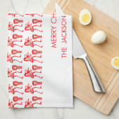 Schattige, rood silhouet, vrolijke dans theedoek (Quarter Fold)