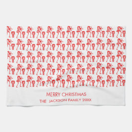 Schattige, rood silhouet, vrolijke dans theedoek