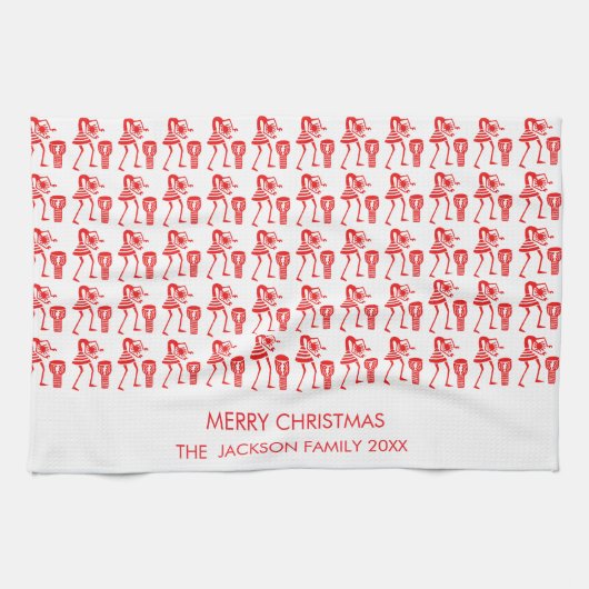 Schattige, rood silhouet, vrolijke dans theedoek (Horizontaal)