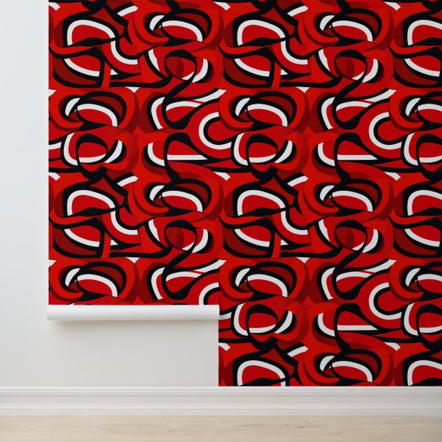 Schattige rood tegelpatroon behang (Applicatie)