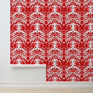 Schattige rood tegelpatroon Wallpaper Behang