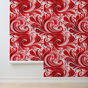 Schattige rood wervelpatroon met tegels behang