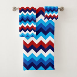 Schattige Rood Wit Blauw Chevrons Badhanddoek Set Bad Handdoek