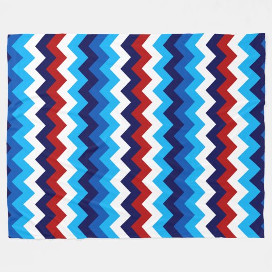 Schattige Rood Wit Blauw Chevrons Groot Fleece Dek (Voorkant (Horizontaal))