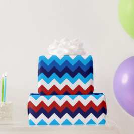 Schattige Rood Wit Blauw Chevrons Inpakpapier