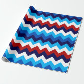 Schattige Rood Wit Blauw Chevrons Inpakpapier (Uitgerold)