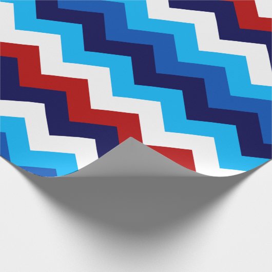 Schattige Rood Wit Blauw Chevrons Inpakpapier (Hoek)