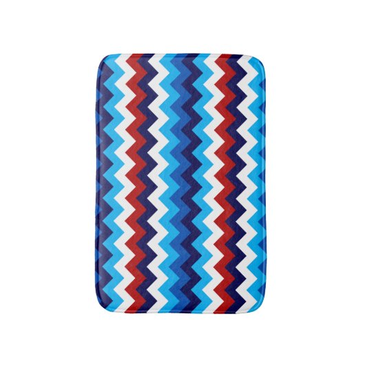 Schattige Rood Wit Blauw Chevrons Kleine Badmat (Voorkant Verticaal)