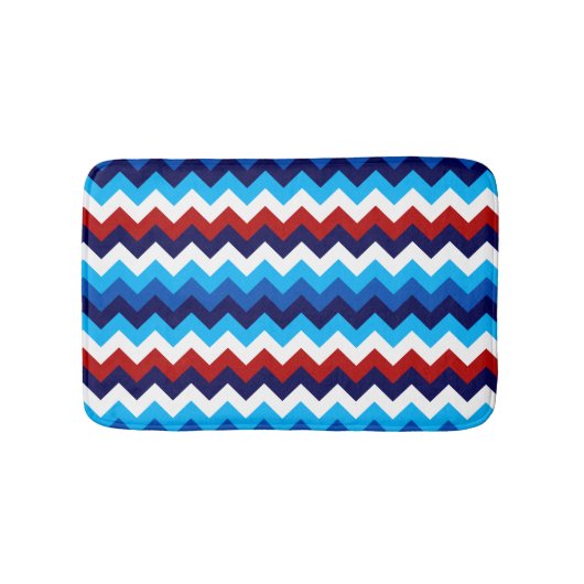 Schattige Rood Wit Blauw Chevrons Kleine Badmat (Voorkant)