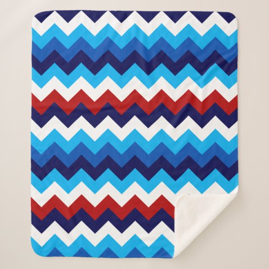 Schattige Rood Wit Blauw Chevrons Medium Sherpa De Sherpa Deken (Voorkant)