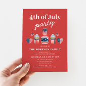 Schattige rood wit en blauw 4th van juli feest kaart