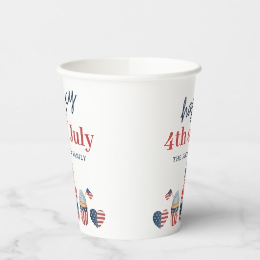 Schattige rood wit en blauw 4th van juli feest papieren bekers (Links)