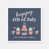 Schattige rood wit en blauw 4th van juli feest servet (Voorkant)