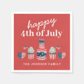 Schattige rood wit en blauw 4th van juli feest servet (Voorkant)