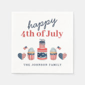 Schattige rood wit en blauw 4th van juli feest servet (Voorkant)