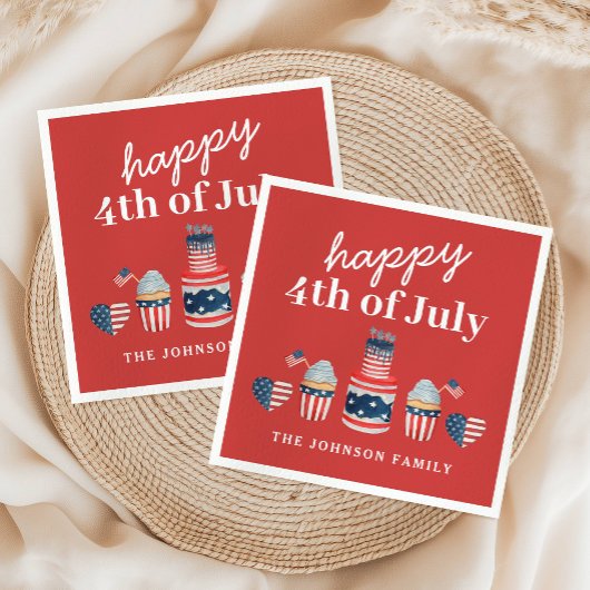 Schattige rood wit en blauw 4th van juli feest servet