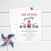 Schattige rood wit en blauw 4th van juli feest uitnodiging briefkaart