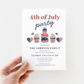 Schattige rood wit en blauw 4th van juli feest uitnodiging briefkaart