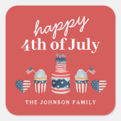 Schattige rood wit en blauw 4th van juli feest vierkante sticker (Voorkant)