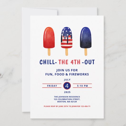 Schattige rood wit en blauw ijslolly 4 juli kaart (Voorkant)