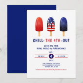 Schattige rood wit en blauw ijslolly 4 juli kaart (Voorkant / Achterkant)