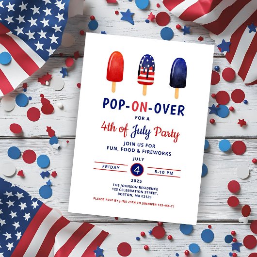 Schattige rood wit en blauw ijslolly 4 juli kaart