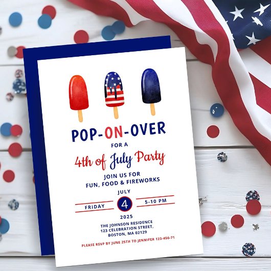 Schattige rood wit en blauw ijslolly 4 juli kaart