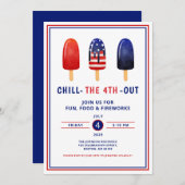 Schattige rood wit en blauw ijslolly 4 juli kaart (Voorkant / Achterkant)