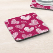 Schattige rood wit gekrabbeld harten met liefde sc bier onderzetter (Linkerzijde)