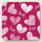 Schattige rood wit gekrabbeld harten met liefde sc bier onderzetter (Voorkant)